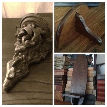 Oude console eiken hout bruin en gips beschikbaar voor biedingen