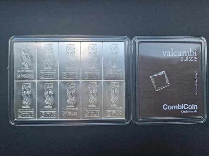 Valcambi combibar zilver 10 x 10 gram (laatste op voorraad), Postzegels en Munten, Edelmetalen en Baren, Ophalen of Verzenden