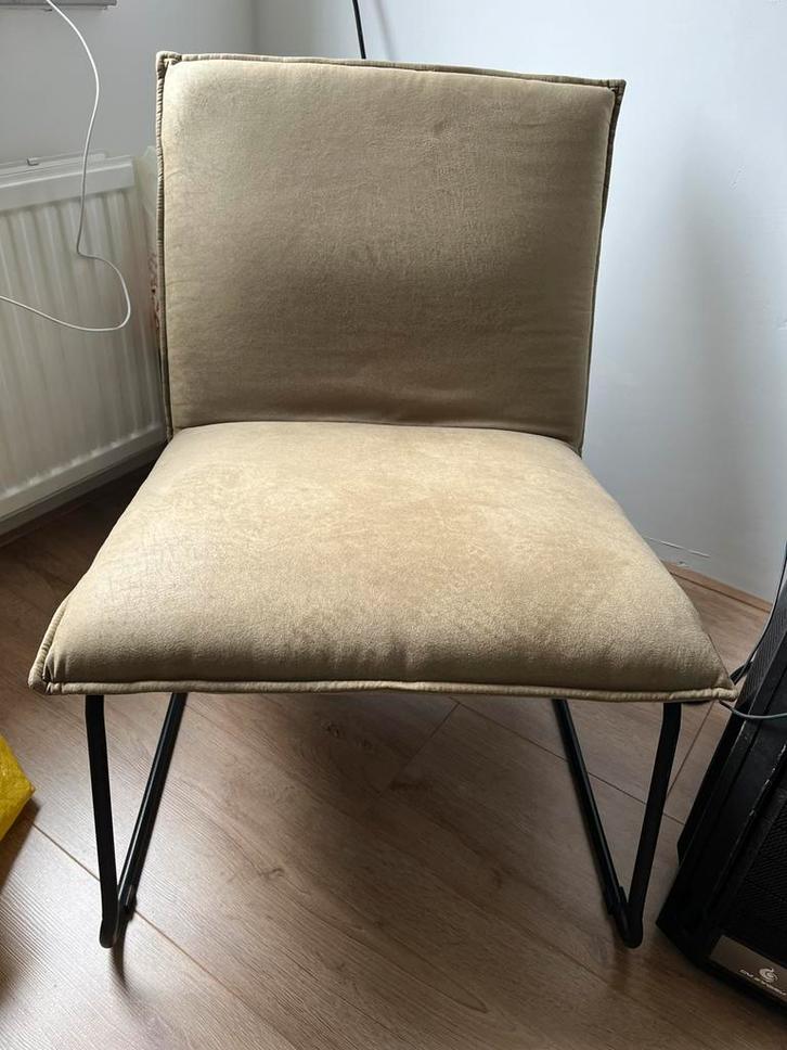 Olijfgroene fauteuil microleder, Huis en Inrichting, Stoelen, Zo goed als nieuw, Eén, Ophalen