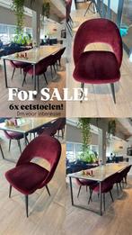 6 Bordeaux Rode Velours Eetkamerstoelen, Huis en Inrichting, Stoelen, Ophalen