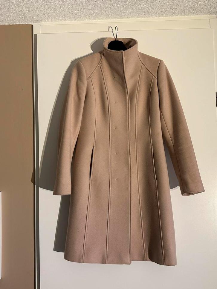 Reiss Halflange jas van wolmix Maat 40, Kleding | Dames, Jassen | Winter, Zo goed als nieuw, Maat 38/40 (M), Beige, Ophalen of Verzenden