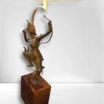 Italiaanse vintage vloerlamp messing brons Boho, Ophalen, Gebruikt, Metaal, 100 tot 150 cm