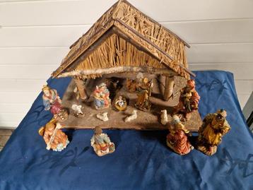 Mooie houten riet kerststal kunststof beeldenset 15 delig(4) beschikbaar voor biedingen