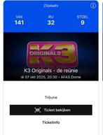 K3 Originals - de reünie 3x zitplaatsen naast elkaar, Tickets en Kaartjes