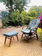Vintage Manou Fauteuil met Voetenbankje, Huis en Inrichting, Ophalen, Gebruikt, Minder dan 75 cm, 50 tot 75 cm
