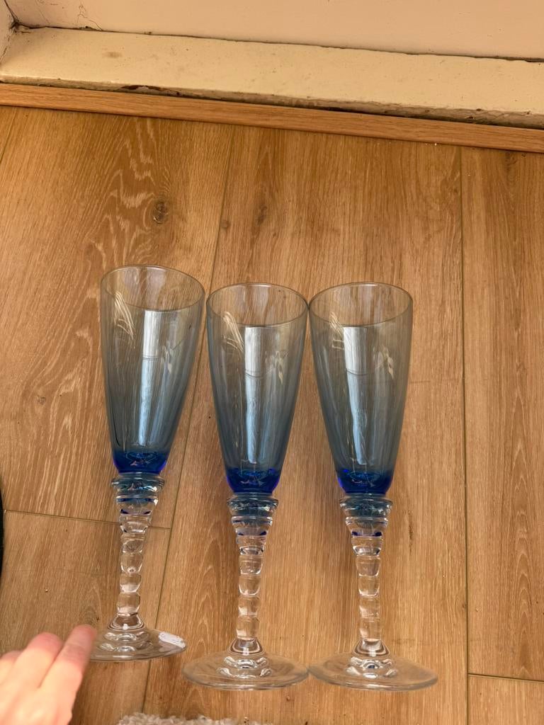 Vintage Italiaanse flutes / wijnglazen, Ophalen of Verzenden, Zo goed als nieuw, Overige typen