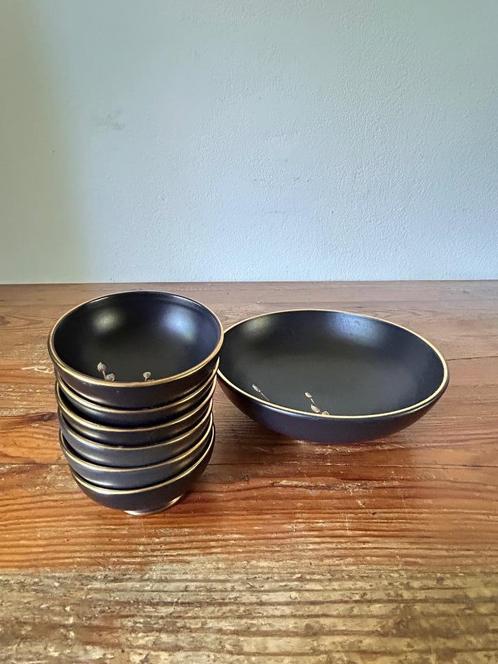 7 Schalen / set - Flora Gouda Holland - handgeschilderd, Antiek en Kunst, Antiek | Keramiek en Aardewerk, Ophalen of Verzenden