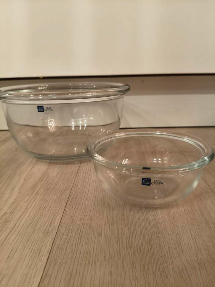 2 kommen van Arabia Finland, kristal, Huis en Inrichting, Keuken | Servies, Zo goed als nieuw, Kom(men), Overige stijlen, Glas
