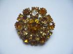 MOOIE VINTAGE BROCHE  MET ORANJE STEENTJES, Verzenden, Overige materialen, Broche