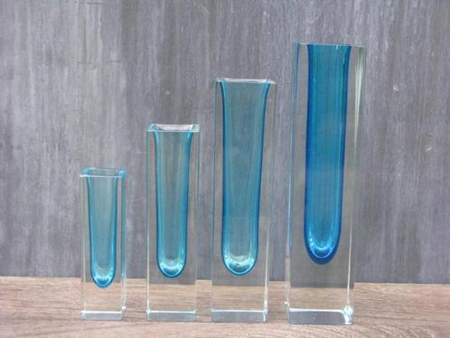 4 VAZEN SOMMERSO MURANO FLAVIO POLI, Antiek en Kunst, Kunst | Designobjecten, Ophalen of Verzenden