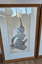 Schilderij Thaise tempel rijstpapier, Antiek en Kunst, Ophalen