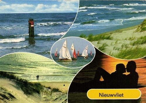 Nieuwvliet - 5 afb zee strand duinen - gelopen, Verzamelen, Ansichtkaarten | Nederland, Gelopen, Noord-Holland, Ophalen of Verzenden