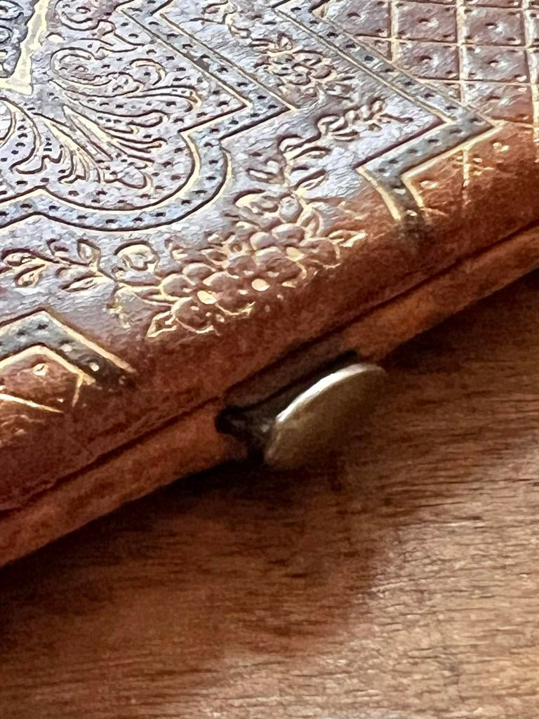 Antiek Visitekaartjes Etui Leer met Gouden Opdruk, Ophalen of Verzenden