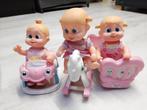 3 Bouncie babypoppen met accessoires, Kinderen en Baby's, Speelgoed | Poppen, Ophalen of Verzenden, Gebruikt, Babypop
