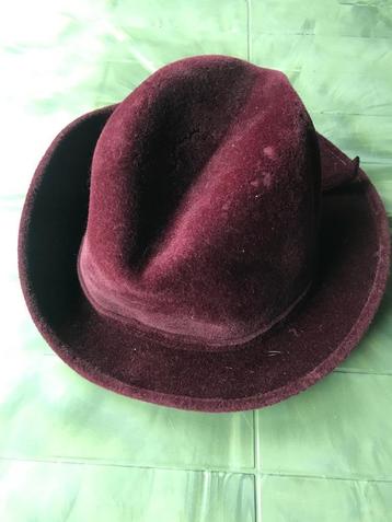 Bordeauxrode fluffy dames hoed beschikbaar voor biedingen