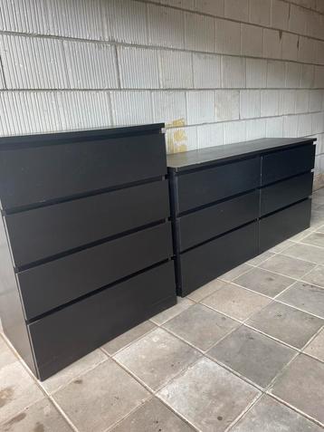 Ikea malm ladekast 1 x 6 lades en 1 x 4 lades zwart