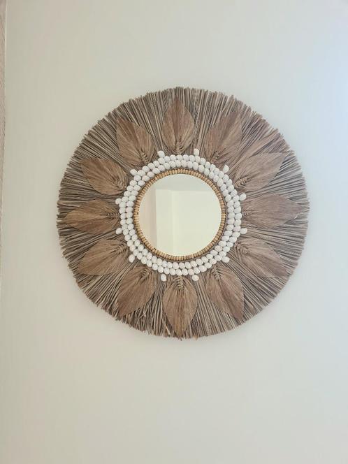 Ronde wandspiegel Bulu uit Bali, Huis en Inrichting, Woonaccessoires | Spiegels, Nieuw, Minder dan 50 cm, Minder dan 100 cm, Rond