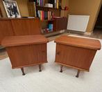 Vintage teak nachtkastjes (set 2) – mid-century – jaren ’60, Gebruikt, Minder dan 45 cm, Ophalen of Verzenden, Minder dan 55 cm