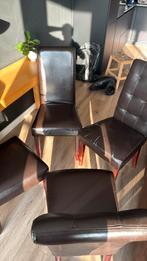 GRATIS 4 leren eetkamerstoelen, Ophalen, Gebruikt, Bruin, Vier