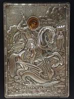 Zilver gekeurd icoon joris en de draak, Antiek en Kunst, Antiek | Goud en Zilver, Ophalen of Verzenden, Zilver
