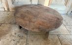 Unieke Landelijke ronde houten Bajot op pootjes, HOFFZ stijl, Ophalen, Rond, Hout