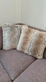 Woonkussen sierkussen faux fur bont 45 x 45 cm beige bruin, Ophalen of Verzenden, Zo goed als nieuw, Bruin, Vierkant
