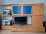 Wandkast wandmeubel Tv-kast beuken blauw vanille aluminium, 100 tot 150 cm, Gebruikt, Met lade(s), 50 tot 75 cm