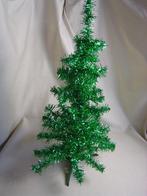 Vintage groen lametta kerstboompje op standaard, Diversen, Kerst, Ophalen of Verzenden, Zo goed als nieuw