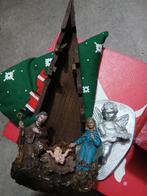 Oud kerststalletje, Engeltje, kaarsenhouder, kerstkussen, Diversen, Kerst, Ophalen of Verzenden, Gebruikt