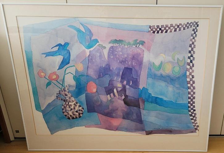 Gratis: Reproductie schilderij Sylvia Edwards in lijst, Antiek en Kunst, Kunst | Schilderijen | Modern, Ophalen