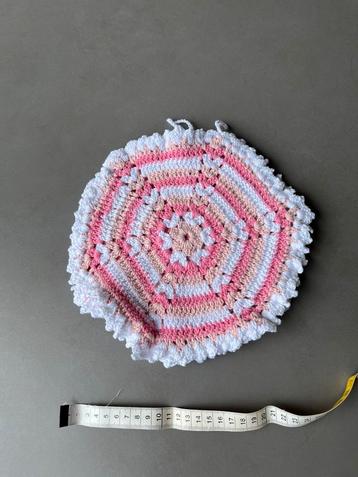 Nieuwe roze/witte dubbele gehaakte pannenlappen beschikbaar voor biedingen