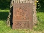 Antieke haardplaat, groot, oud tafereel, gietijzer, Ophalen of Verzenden