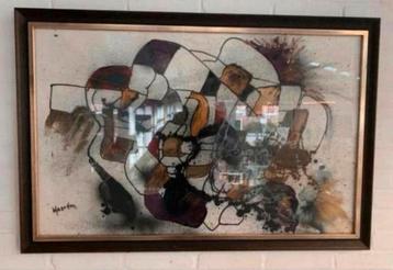 Schilderij twee Aquarel kunstenaar Maarten 100x70 cm. beschikbaar voor biedingen