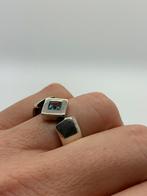 V173 Prachtige zilveren ring aquamarijn maat 20, Sieraden, Tassen en Uiterlijk, Ringen, Ophalen of Verzenden, X, Met edelsteen