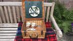Vintage picknickmand met Engels Staffordshire servies/2-pers, Ophalen of Verzenden, Gebruikt