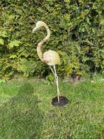 Antieke flamingo van metaal, Tuin en Terras, Tuinbeelden, Gebruikt, Ophalen of Verzenden