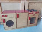 Houten speelkeuken keukentje oven wasmachine koelkast, Ophalen, Gebruikt, Hout