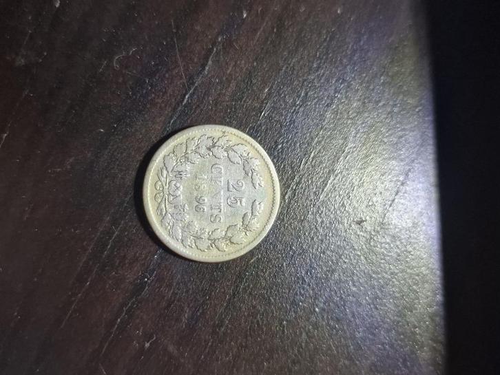 zilveren 25 cent 1896, Postzegels en Munten, Munten | Nederland, Losse munt, 25 cent, Koningin Wilhelmina, Zilver, Ophalen of Verzenden