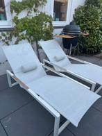 2x Royal Botania Ninix ligbed RVS-batyline wit, Tuin en Terras, Ophalen, Zo goed als nieuw, Rvs