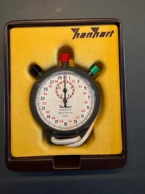 Hanhart stopwatch in originele doos, Sieraden, Tassen en Uiterlijk, Sporthorloges, Zo goed als nieuw, Android, Zwart, Ophalen of Verzenden