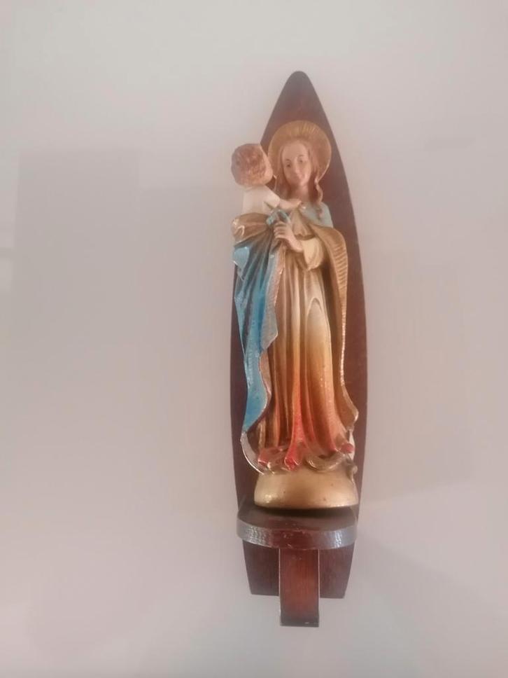 Oud Gipsen Mariabeeld met Kind, Antiek en Kunst, Antiek | Religie, Ophalen of Verzenden
