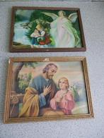 2x religieuze schilderijtjes vintage, Ophalen of Verzenden, Gebruikt, Kaart of Prent, Christendom | Katholiek