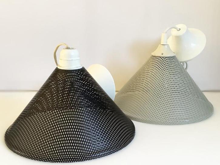 Postmodern metalen hanglampen 1970, Huis en Inrichting, Lampen | Hanglampen, Gebruikt, Minder dan 50 cm, Kunststof, Metaal, Overige materialen