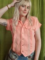 Vintage Jaren 90 blouse - zalm/zalmroze/oranje - 36/S, Oranje, Gedragen, Vintage, Ophalen of Verzenden