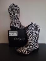 Salingyang zwart witte cowboy boots EU 36 met zebraprint, Hoge laarzen, Zwart, Nieuw, Ophalen of Verzenden