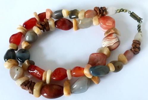 Prachtige edelstenen ketting collier, Sieraden, Tassen en Uiterlijk, Kettingen, Zo goed als nieuw, Steen of Mineraal, Met edelsteen