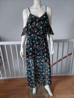 Zwarte lange jurk bloemen Ibiza Boho M L cold shoulder zgan, Kleding | Dames, Jurken, Zwart, Maat 42/44 (L), Ophalen of Verzenden