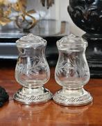 2x antieke Engelse strooier Sterling zilver en geslepen glas, Antiek en Kunst, Ophalen of Verzenden, Zilver
