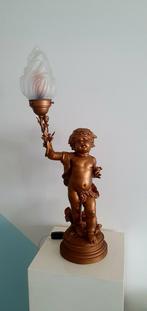 cherubijn engel met fakkel lamp titanic legering vintage, Antiek en Kunst, Ophalen