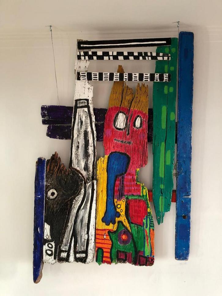 Prachtig, zeer decoratief kleurrijk wandpaneel Irma Kuyper, Antiek en Kunst, Kunst | Overige Kunst, Ophalen